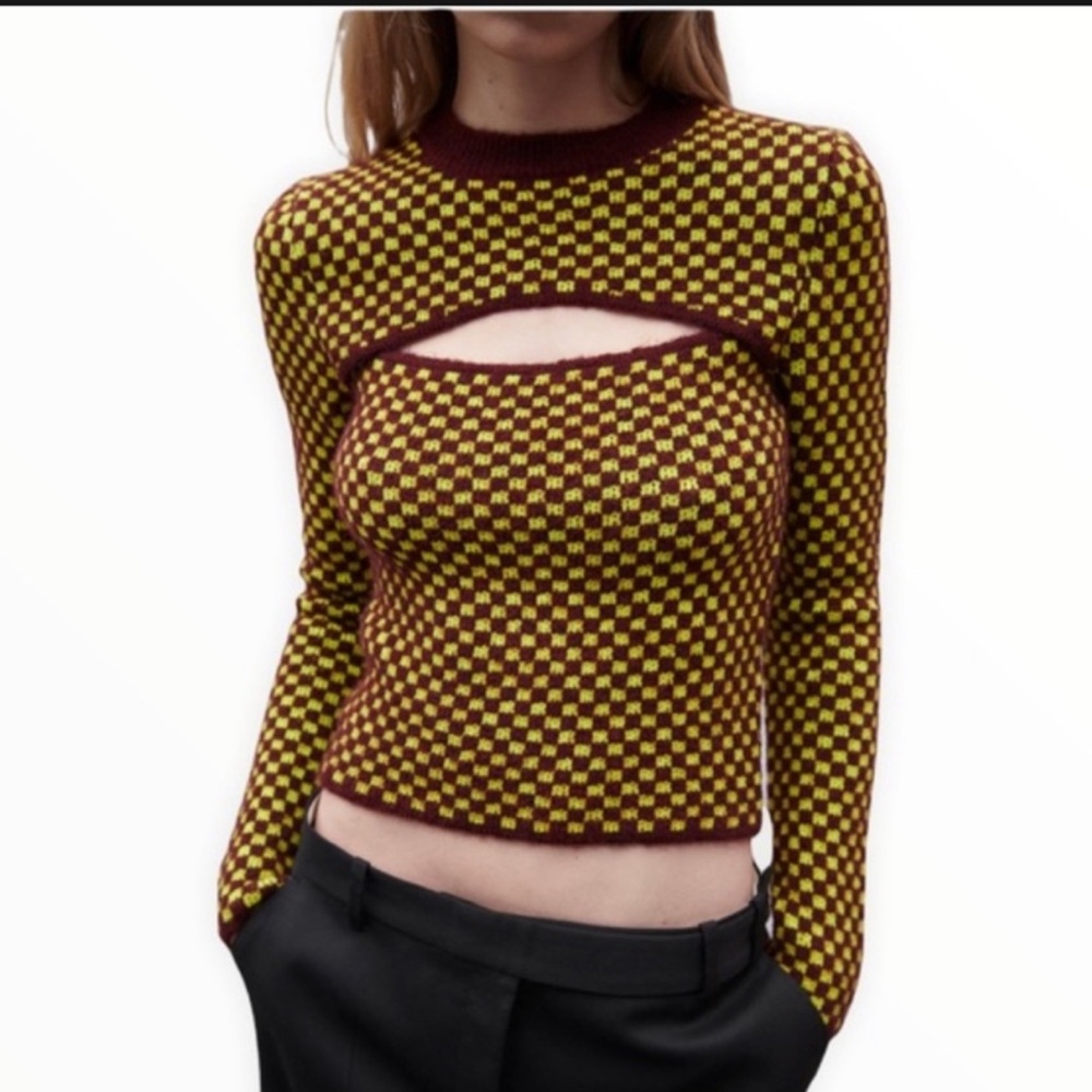Zara NEW Cut Out Jacquard Sweater